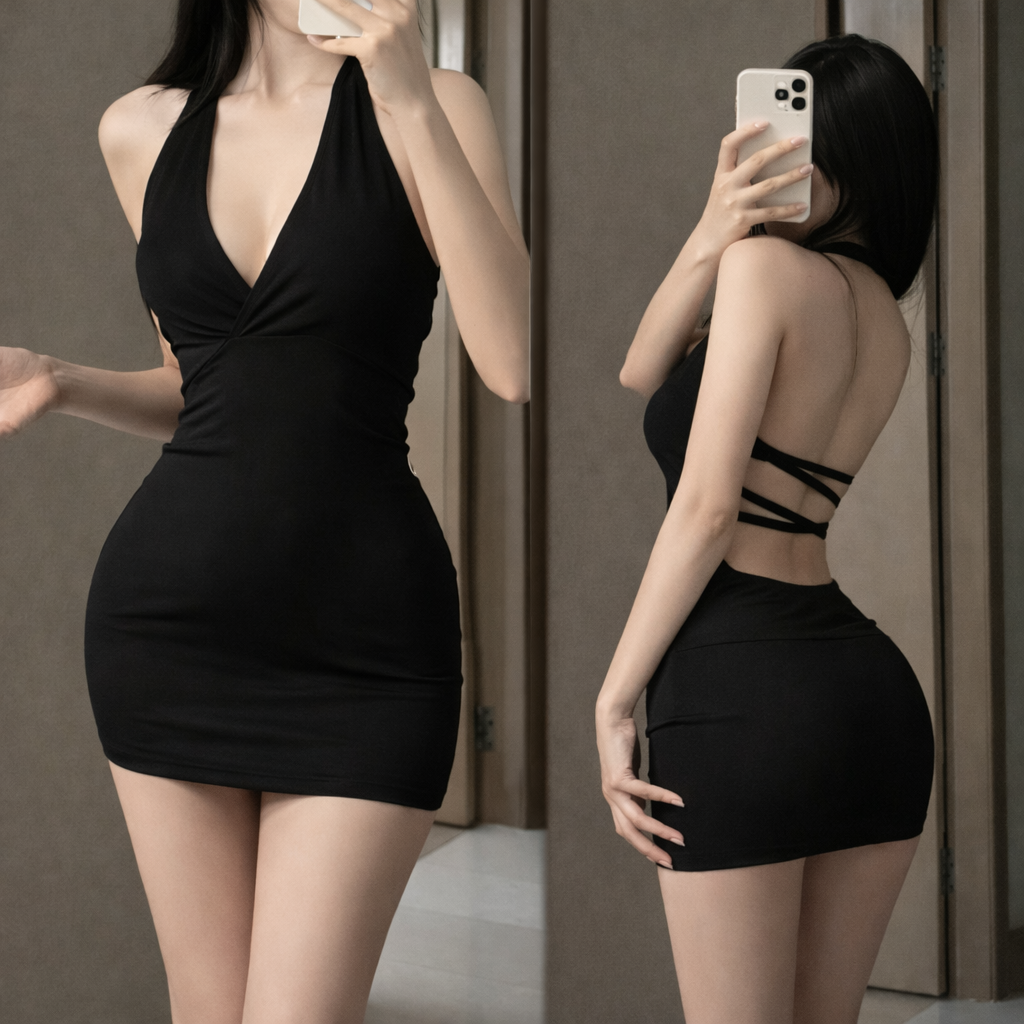 Vestido Mini Ajustado Negro