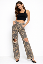 Vaqueros Leopardo de Corte Recto