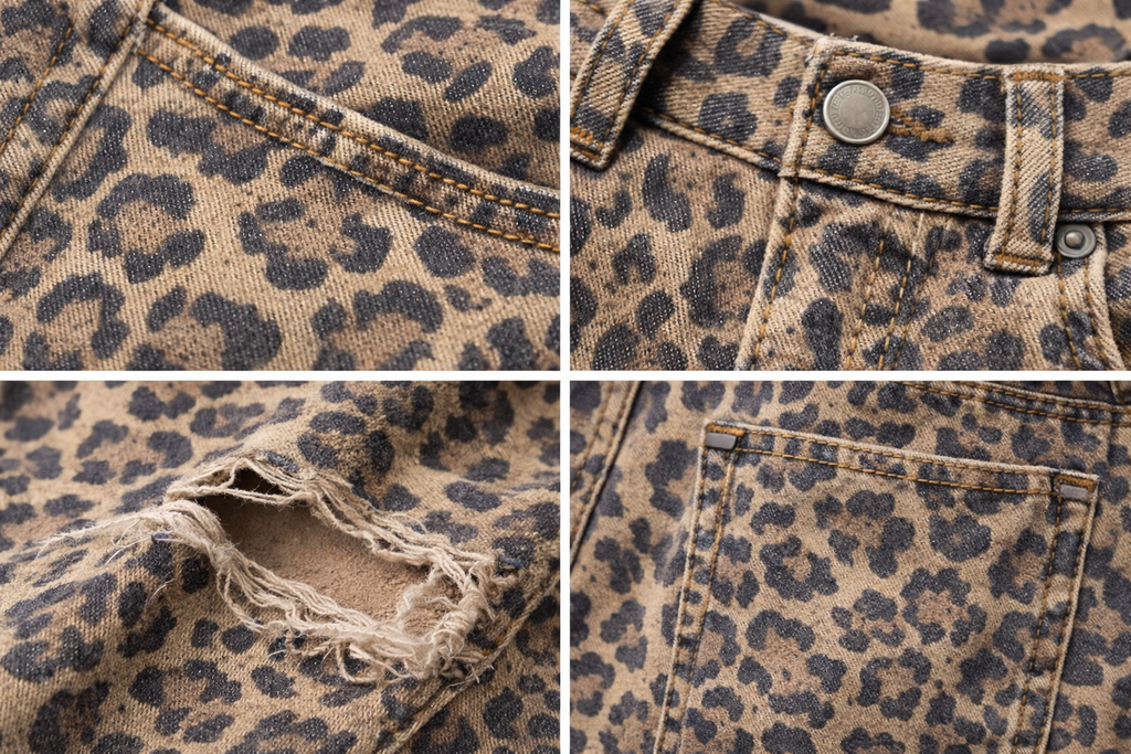 Vaqueros Leopardo de Corte Recto