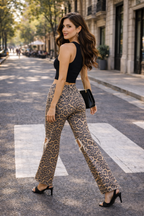 Vaqueros Leopardo de Corte Recto